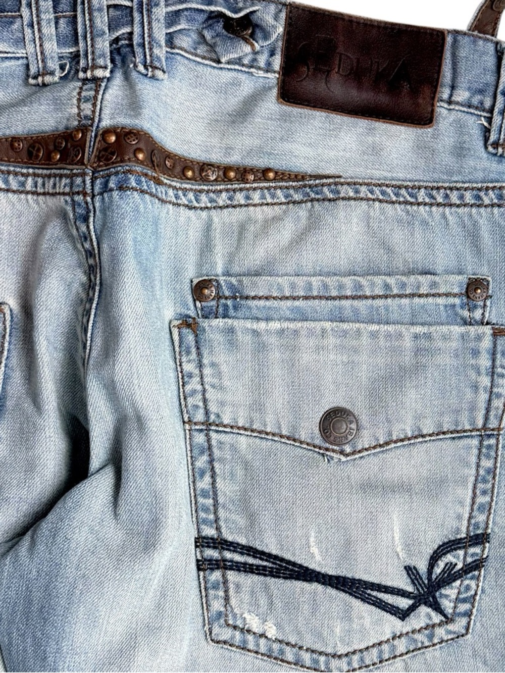 Seduka Joe Dahan Jeans Mens 38 Light Wash Distressed Baggy Straight Y2K Denim